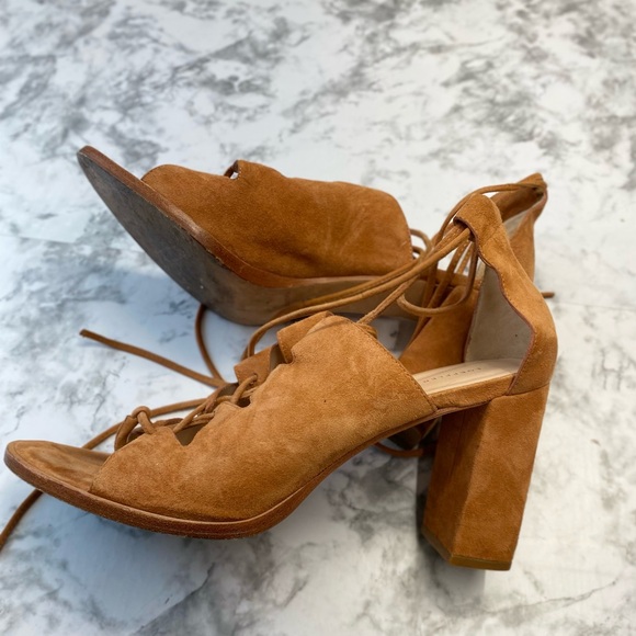 Loeffler Randall Tan Block heels Laced up Sandals Size 9.5 - Picture 7 of 11